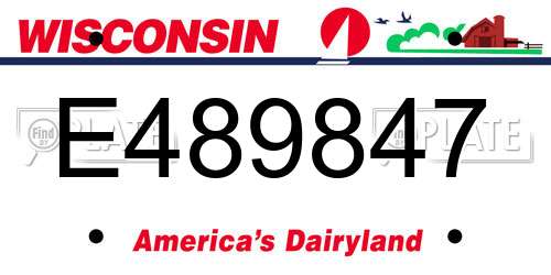 E489847 Wisconsin License Plate
