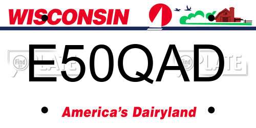 E50QAD Wisconsin License Plate