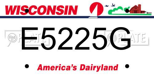 E5225G Wisconsin License Plate
