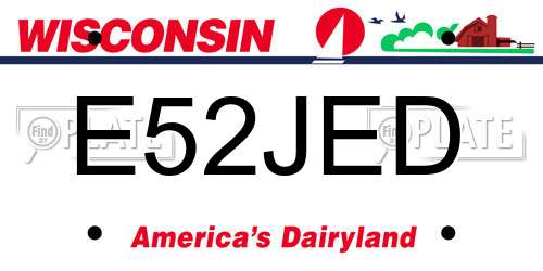 E52JED Wisconsin License Plate