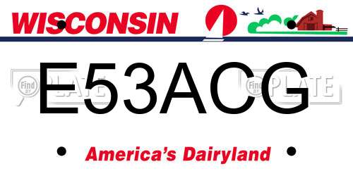 E53ACG Wisconsin License Plate