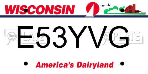 E53YVG Wisconsin License Plate