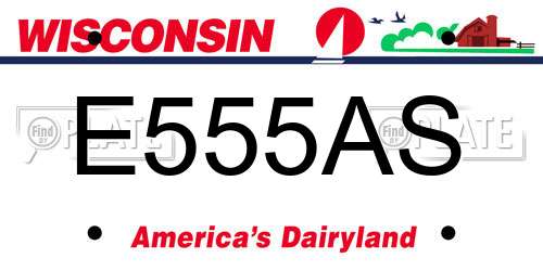 E555AS Wisconsin License Plate