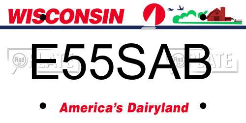 E55SAB Wisconsin License Plate