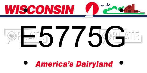 E5775G Wisconsin License Plate