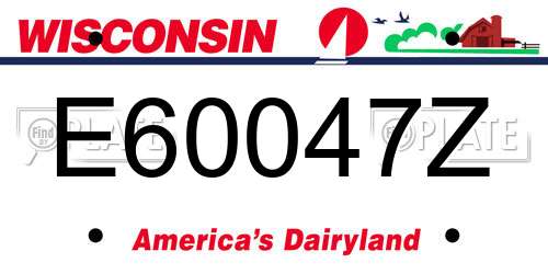 E60047Z Wisconsin License Plate