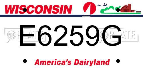 E6259G Wisconsin License Plate
