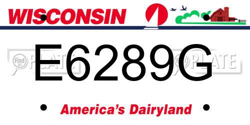 E6289G Wisconsin License Plate