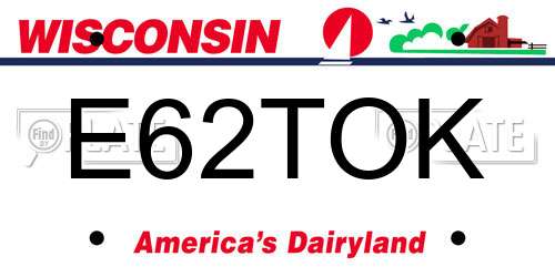E62TOK Wisconsin License Plate