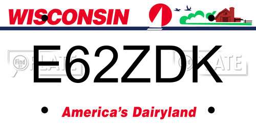 E62ZDK Wisconsin License Plate