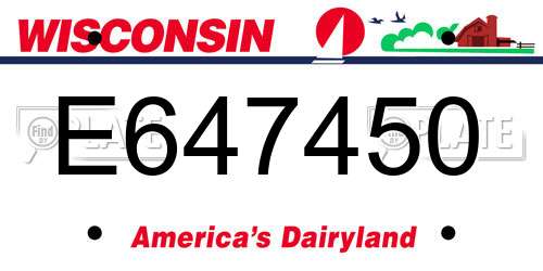 E647450 Wisconsin License Plate