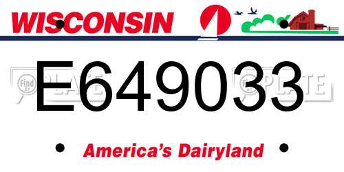 E649033 Wisconsin License Plate