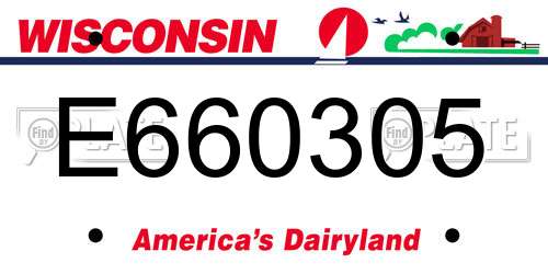 E660305 Wisconsin License Plate