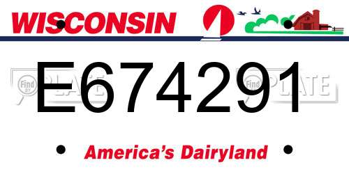 E674291 Wisconsin License Plate
