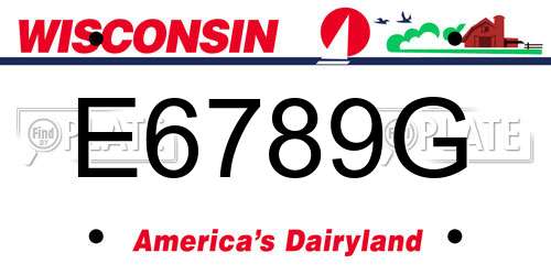 E6789G Wisconsin License Plate