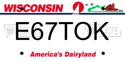E67TOK Wisconsin License Plate