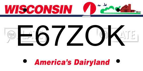 E67ZOK Wisconsin License Plate