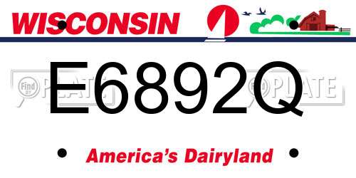 E6892Q Wisconsin License Plate