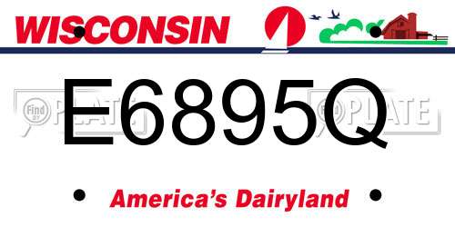 E6895Q Wisconsin License Plate