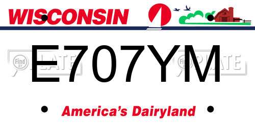 E707YM Wisconsin License Plate