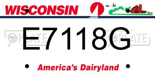 E7118G Wisconsin License Plate