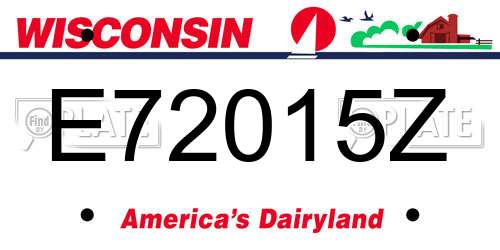 E72015Z Wisconsin License Plate