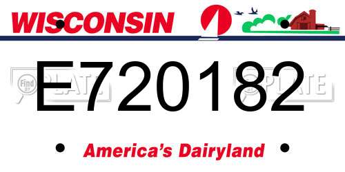 E720182 Wisconsin License Plate