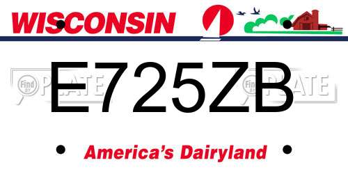 E725ZB Wisconsin License Plate