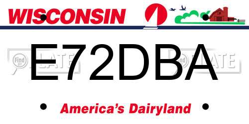 E72DBA Wisconsin License Plate