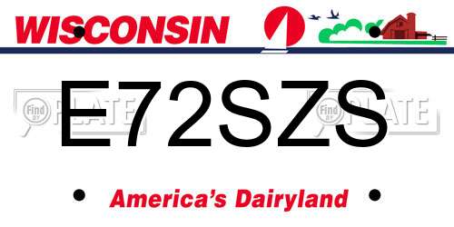 E72SZS Wisconsin License Plate
