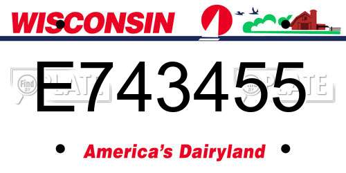 E743455 Wisconsin License Plate