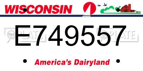 E749557 Wisconsin License Plate