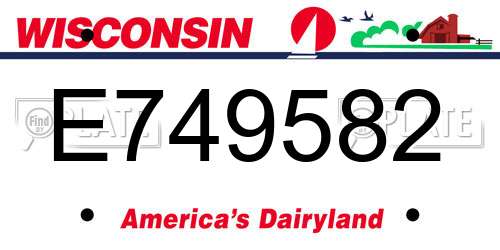 E749582 Wisconsin License Plate
