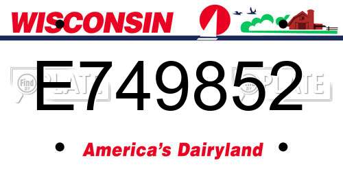 E749852 Wisconsin License Plate