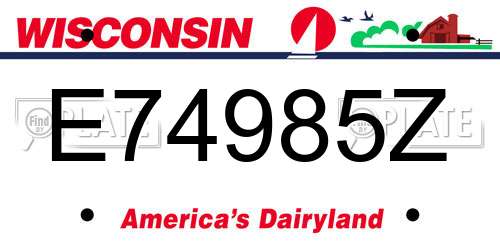E74985Z Wisconsin License Plate