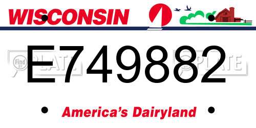 E749882 Wisconsin License Plate