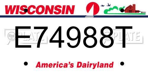 E74988T Wisconsin License Plate
