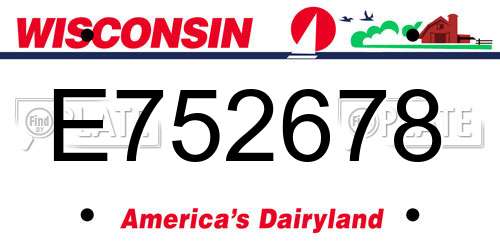 E752678 Wisconsin License Plate