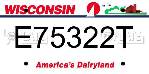 E75322T Wisconsin License Plate