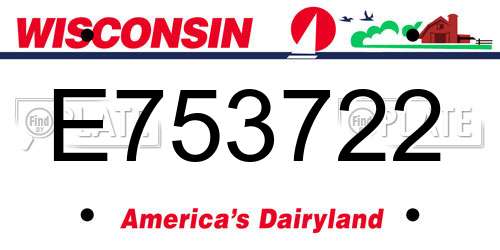 E753722 Wisconsin License Plate