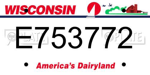 E753772 Wisconsin License Plate