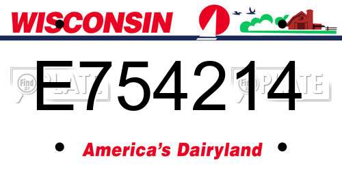 E754214 Wisconsin License Plate