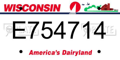 E754714 Wisconsin License Plate