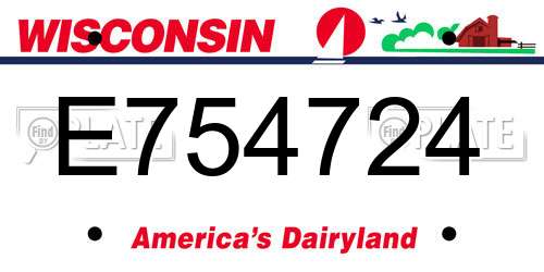 E754724 Wisconsin License Plate