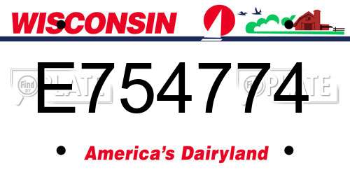 E754774 Wisconsin License Plate