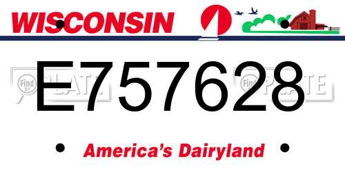 E757628 Wisconsin License Plate