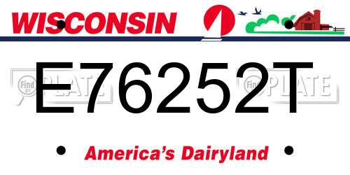 E76252T Wisconsin License Plate