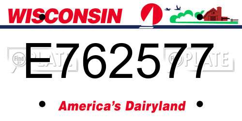 E762577 Wisconsin License Plate