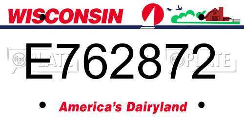 E762872 Wisconsin License Plate