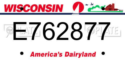 E762877 Wisconsin License Plate